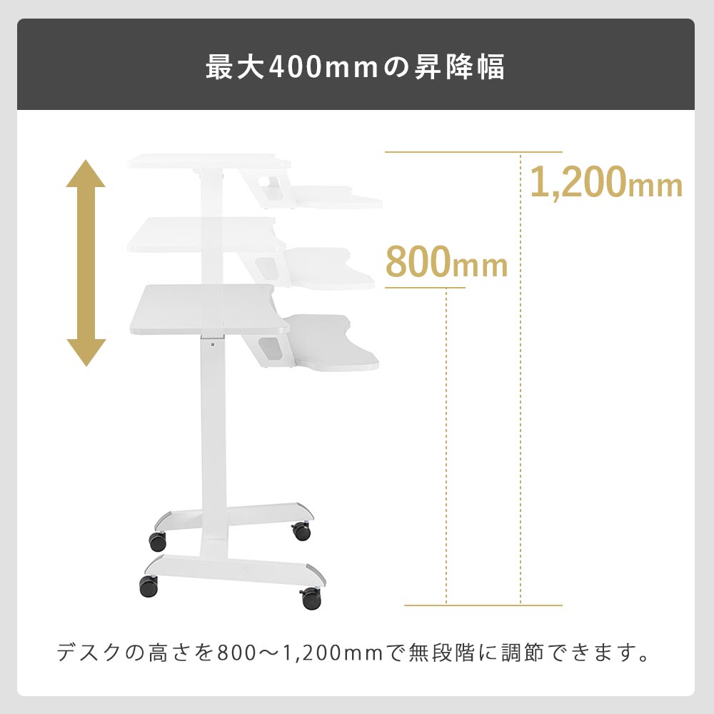 快適ワークのミニ昇降ミニデスク レバー式 段型 LD507