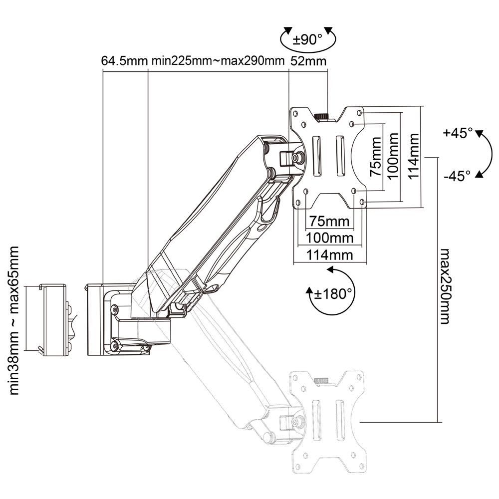 快適ワークのパネルハンガー PH100 ベース+モニターアームセット 幅770mm