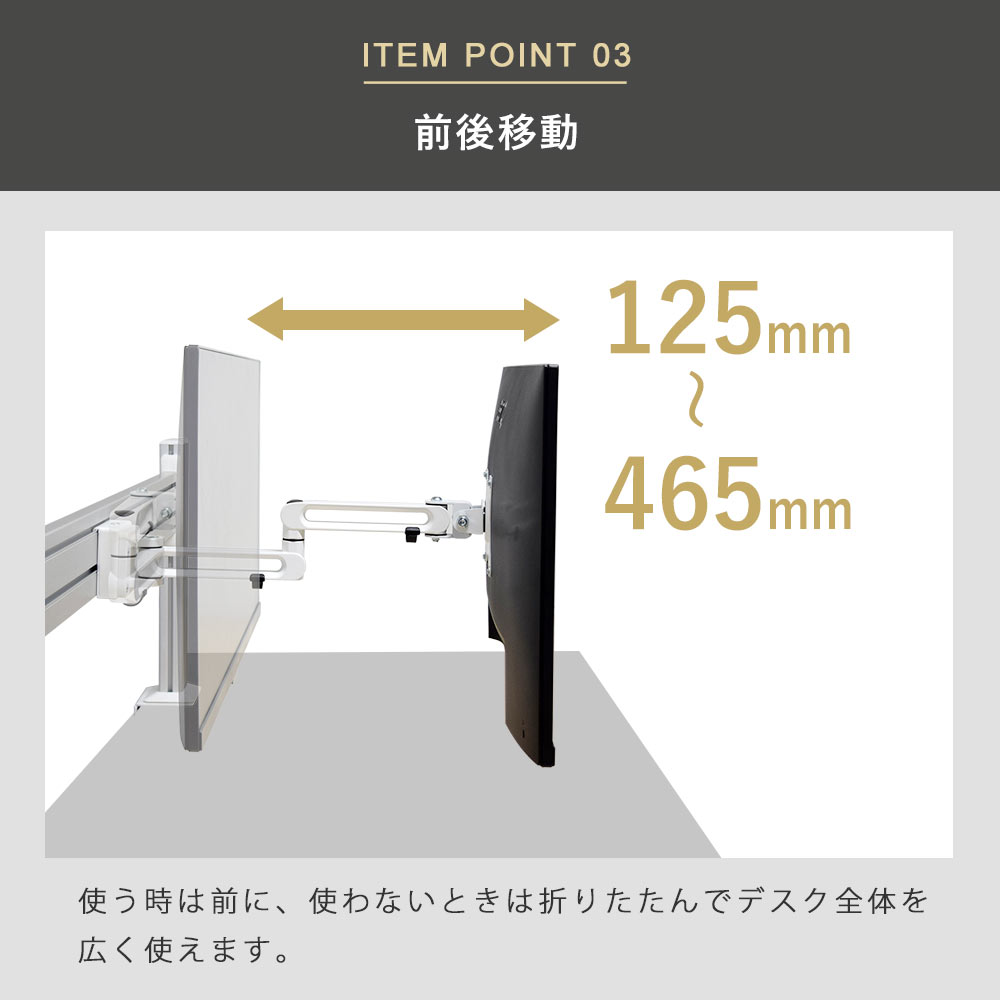 快適ワークのパネルハンガー PHシリーズ専用オプション 2画面3関節モニターアーム